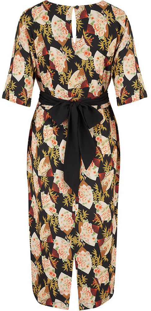 RocknRomance_EVELYN_Oriental_Fan_FaeCHER_V-Neck_PENCIL_DRESS_Bleistiftkleid_killer_kirsche_2