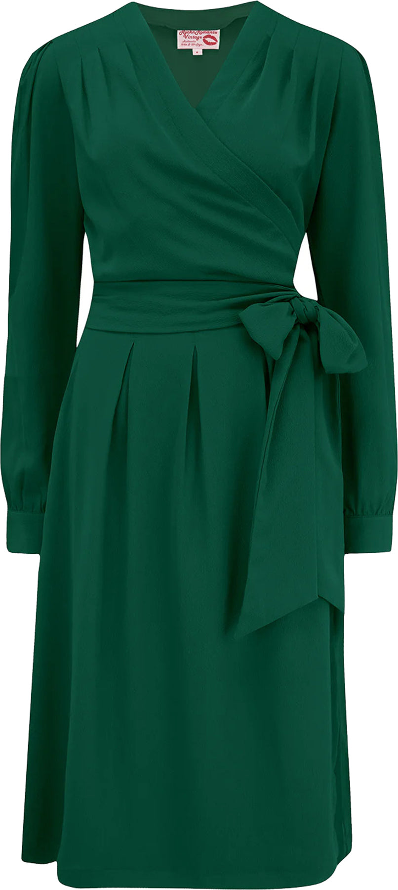 RocknRomance_EVIE_LONG_SLEEVE_WRAP_Vintage_PLAIN_Langarm_Pleated_A-LINIE_KLEID_Dress_Dunkelgruen_killer_kirsche_1APmyUlbSd2z7E