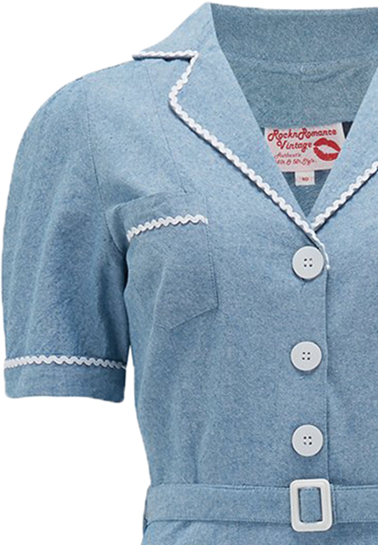 RocknRomance_KITTY_50s_CHAMBRAY_Kurzarm_RIC-RAC_Shirtwaister_A-Linie_KLEID_Dress_killer_kirsche_3nuE9AQysmYGxK