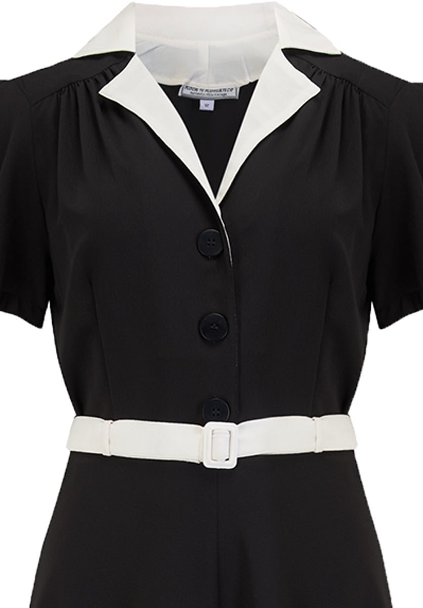 RocknRomance_LOLA_Vintage_V-NECK_Kurzarm_Shirtwaister_Dress_KLEID_Schwarz_killer_kirsche