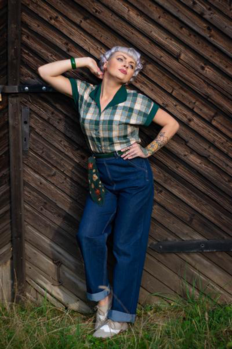 RocknRomance_MARIA_50s_Green_Check_Print_KARO_Vintage_TIE_UP_BLUSE_Blouse_killer_kirsche_32V4dWlV5Uih59