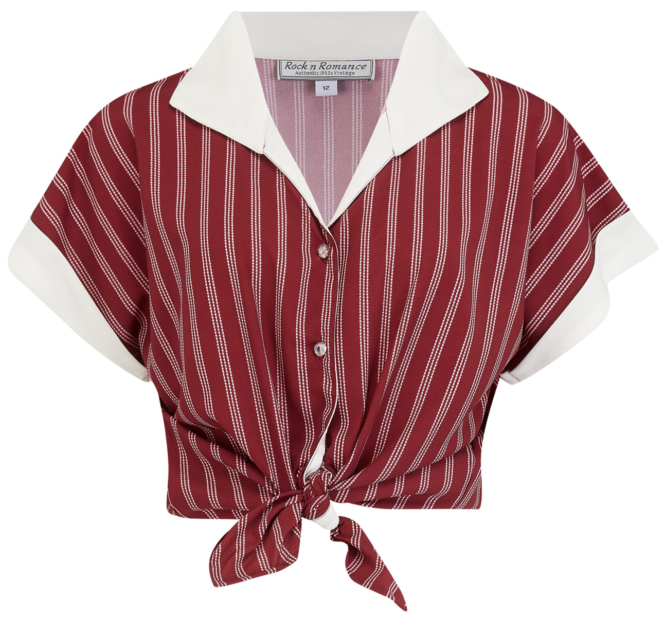 RocknRomance_MARIA_Dotty_Stripe_STREIFEN_Kurzarm_TIE_UP_Oberteil_BLUSE-1_Kopie