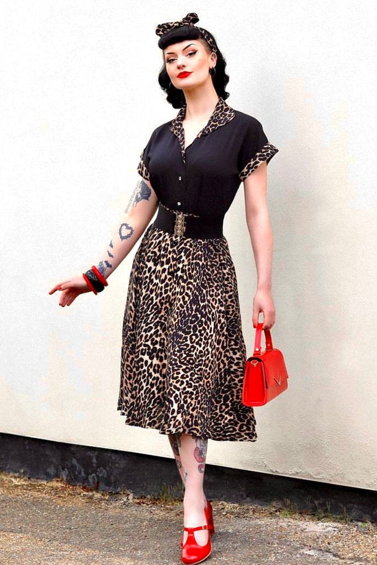 RocknRomance_MARIA_LEOPARD_Authentic_1950s_Style_Kurzarm_TIE_UP_BLUSE_Blouse_killer_kirsche_2