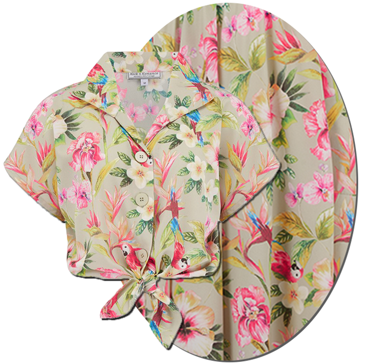 RocknRomance_MARIA_Tropical_Paradise_Print_PAPAGEI_Hibiskus_TIE_UP_BLUSE_Blouse_killer_kirsche_3Hxw4sHxcY5oDw