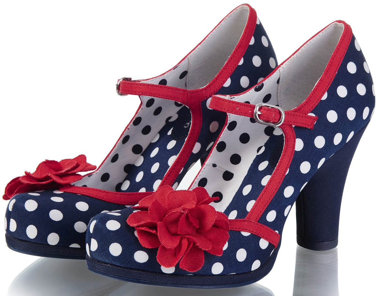 Ruby_Shoo_HANNAH_Vintage_POLKA_DOT_ROSE_Riemchen_PUMPS_Navy_Spots-2
