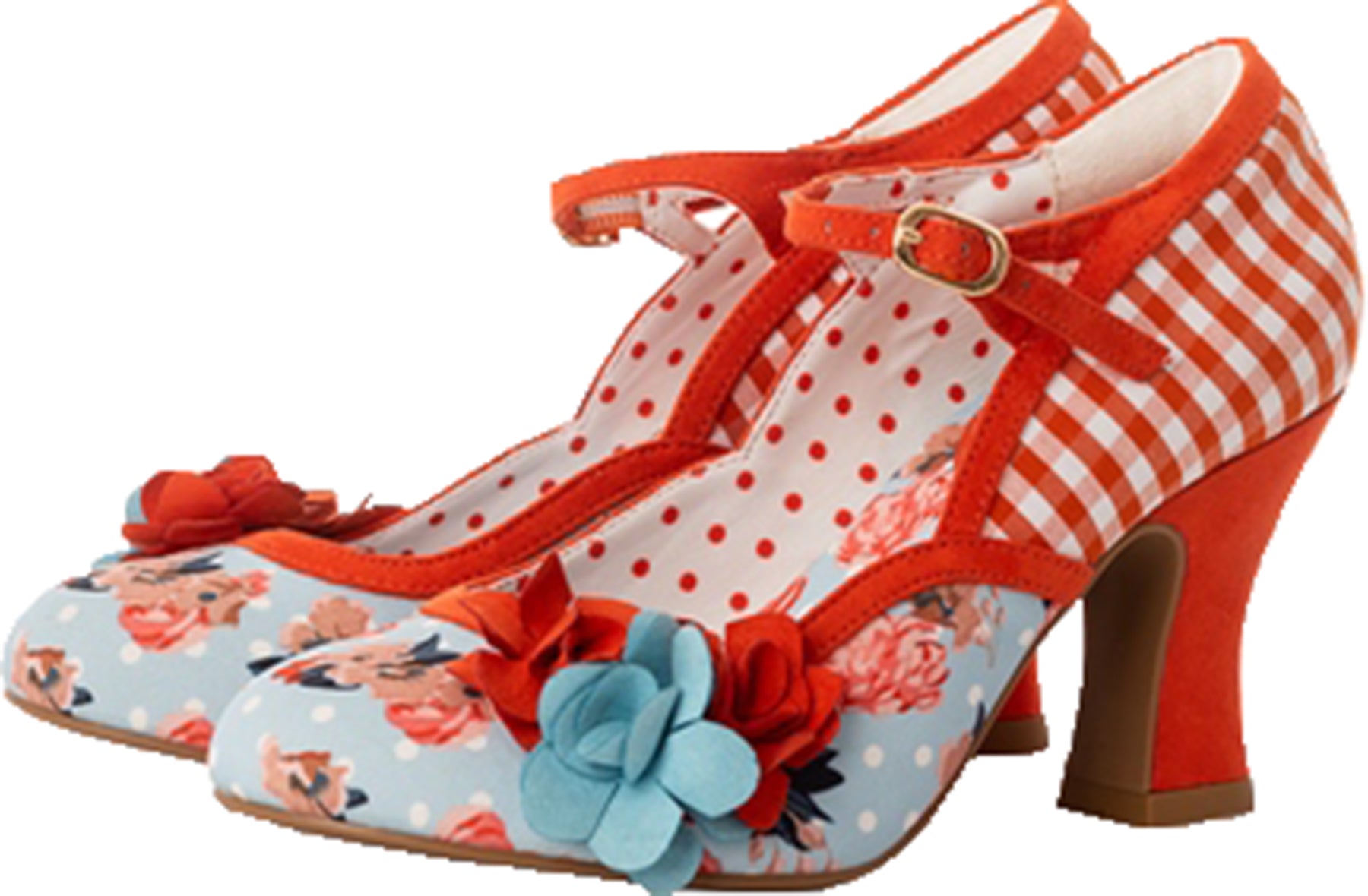 Ruby_Shoo_IMELDA_Polka_Dot_FLORAL_Blumen_Karo_PEPITA_Riemchen_50s_PUMPS_Killer_Kirsche-3