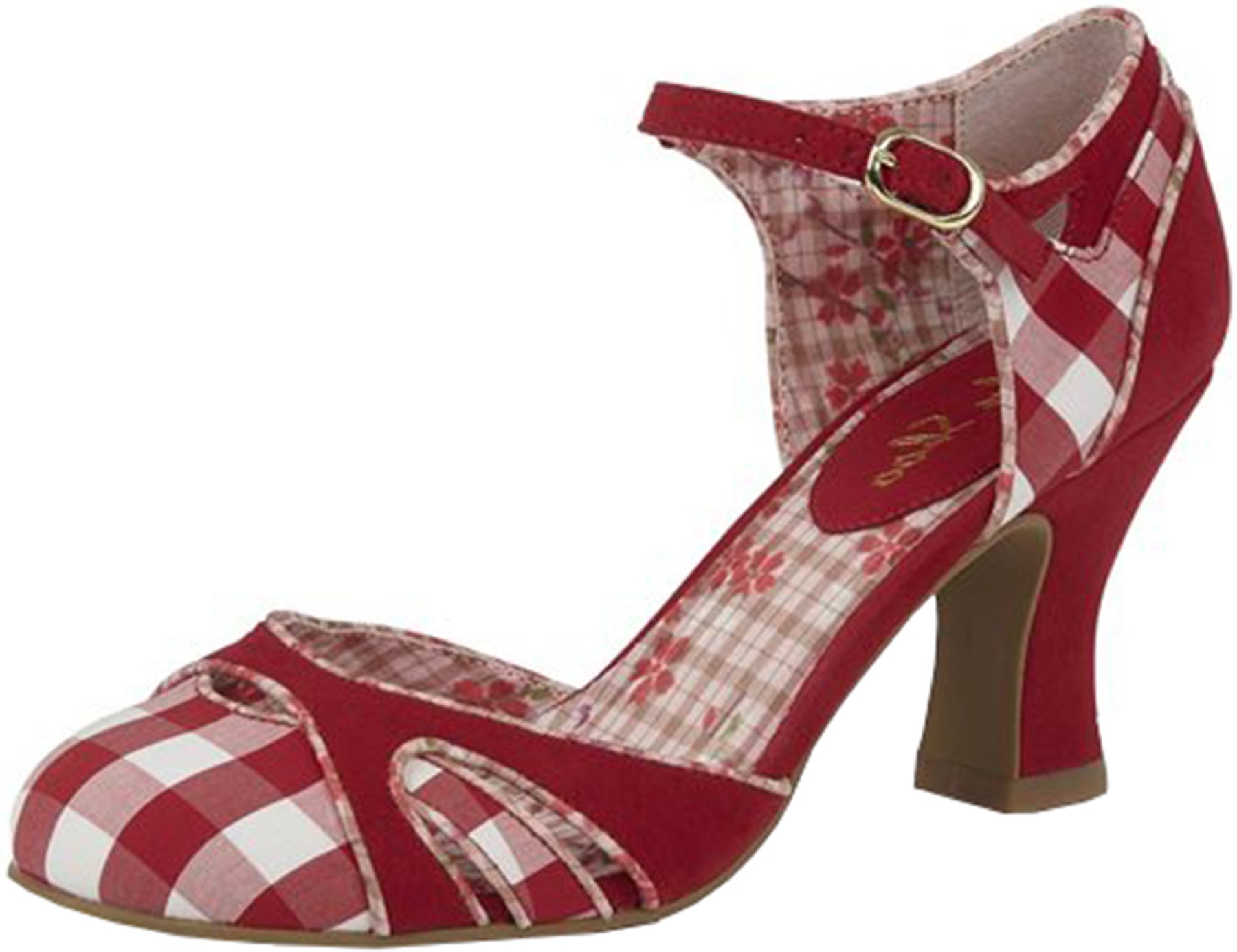 Ruby_Shoo_JERALDINE_Vintage_GINGHAM_Karo_FAUX_SUEDE_Riemchen_PUMPS_killer_kirsche