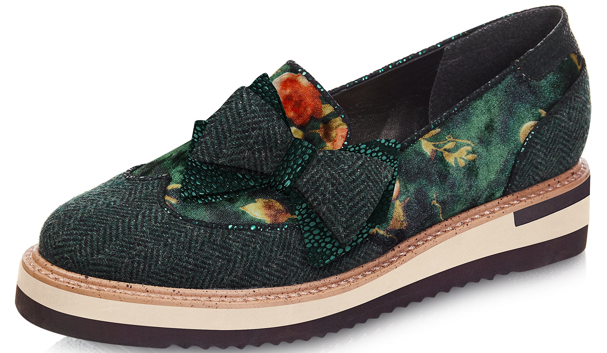 Ruby_Shoo_JOANNE_Vintage_Herringbone_FLORAL_Bow_Slip-Ons_HALBSCHUHE-1