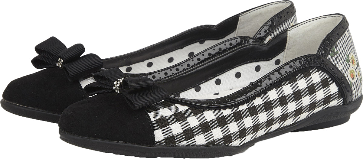 Ruby_Shoo_LIZZIE_Vintage_PEPITA_Floral_Schleife_BOW_Flats_BALLERINAS-2
