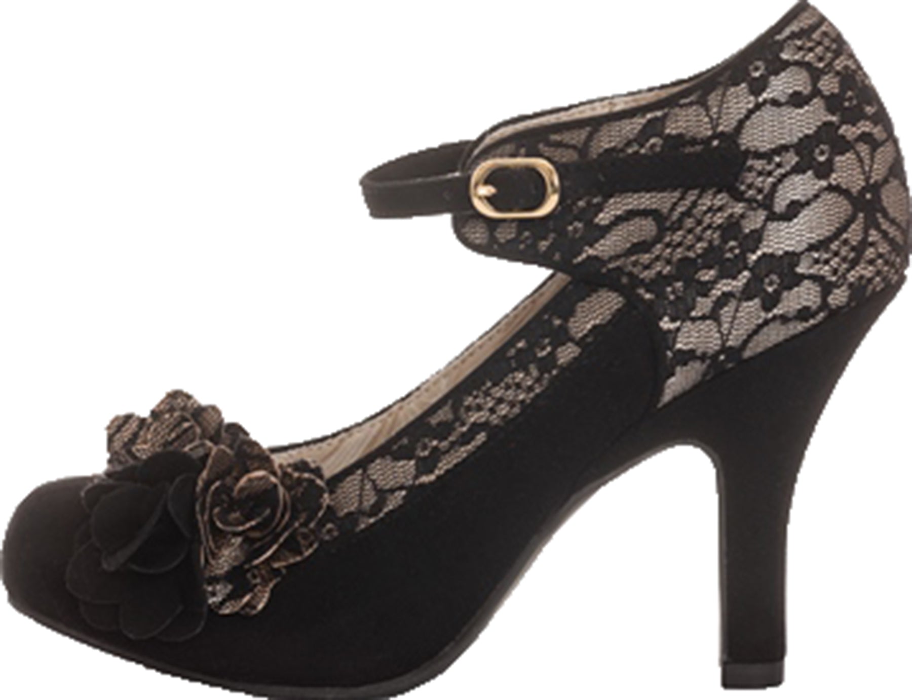 Ruby_Shoo_MELINDA_Spitze_FLORAL_LACE_Blumen_Riemchen_PUMPS_High_Heels_Schwarz_Killer_Kirsche-1