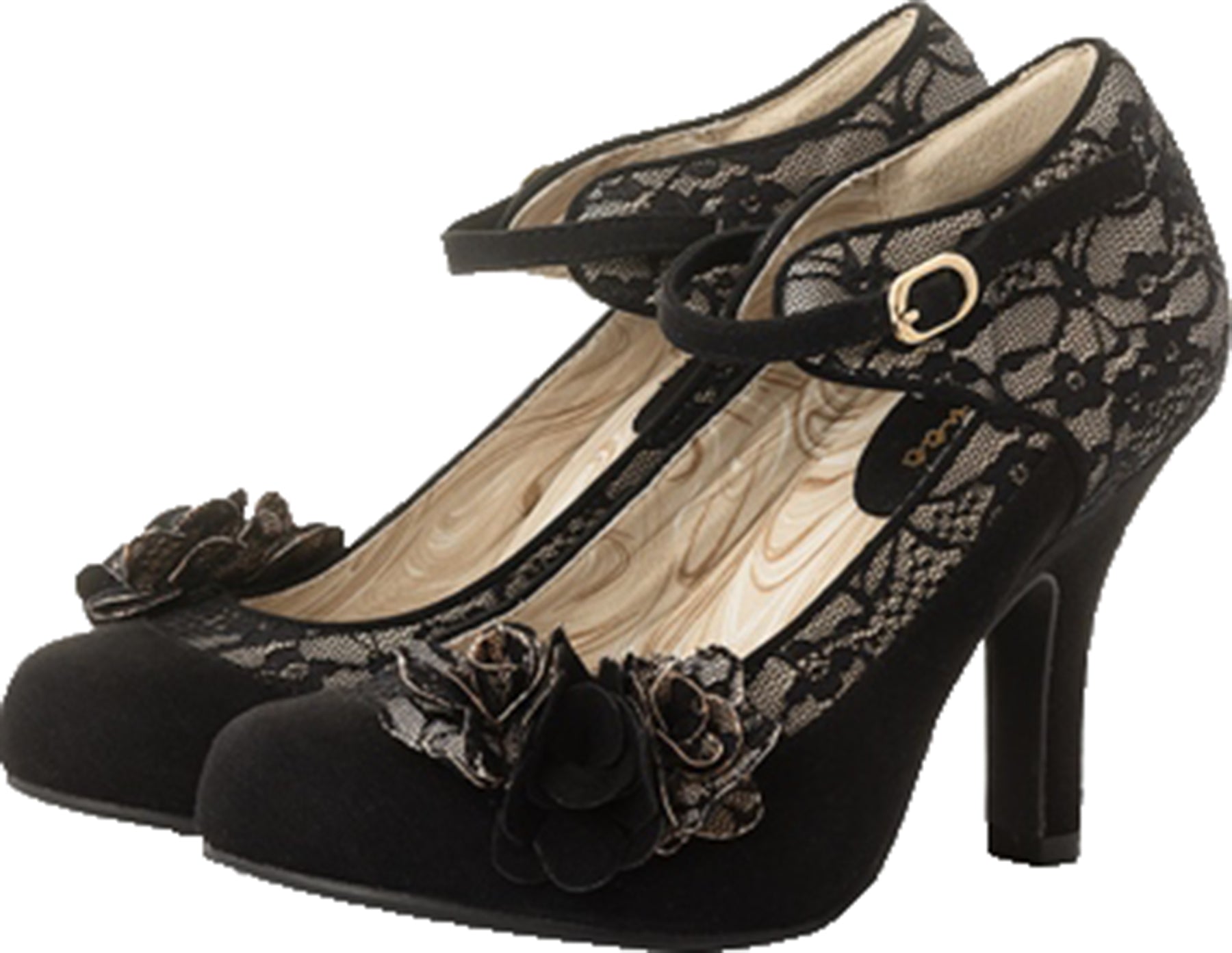Ruby_Shoo_MELINDA_Spitze_FLORAL_LACE_Blumen_Riemchen_PUMPS_High_Heels_Schwarz_Killer_Kirsche-3