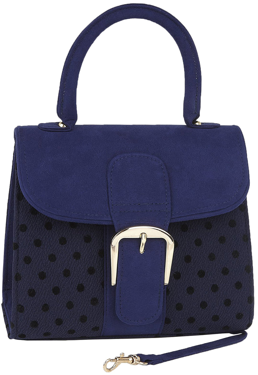 Ruby_Shoo_RIVA_Vintage_POLKA_DOT_Flock_PUNKTE_Bag_HANDTASCHE_Blau-1