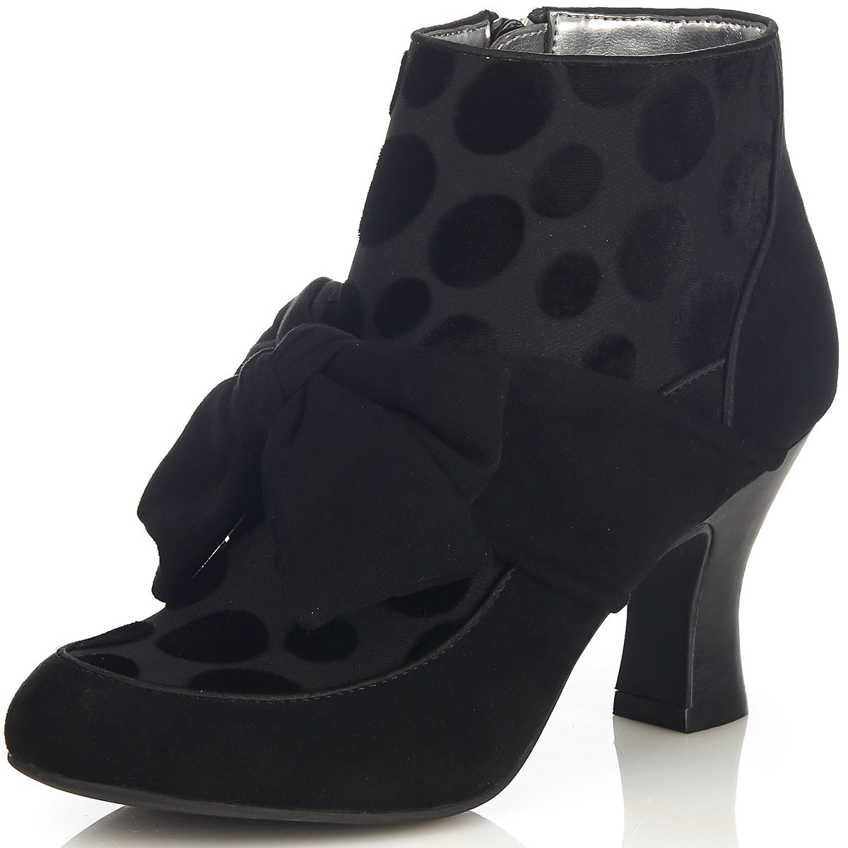 Ruby_Shoo_SEREN_Vintage_FLOCK_POLKA_DOT_Bow_Retro_STIEFELETTE_Stiefel-1