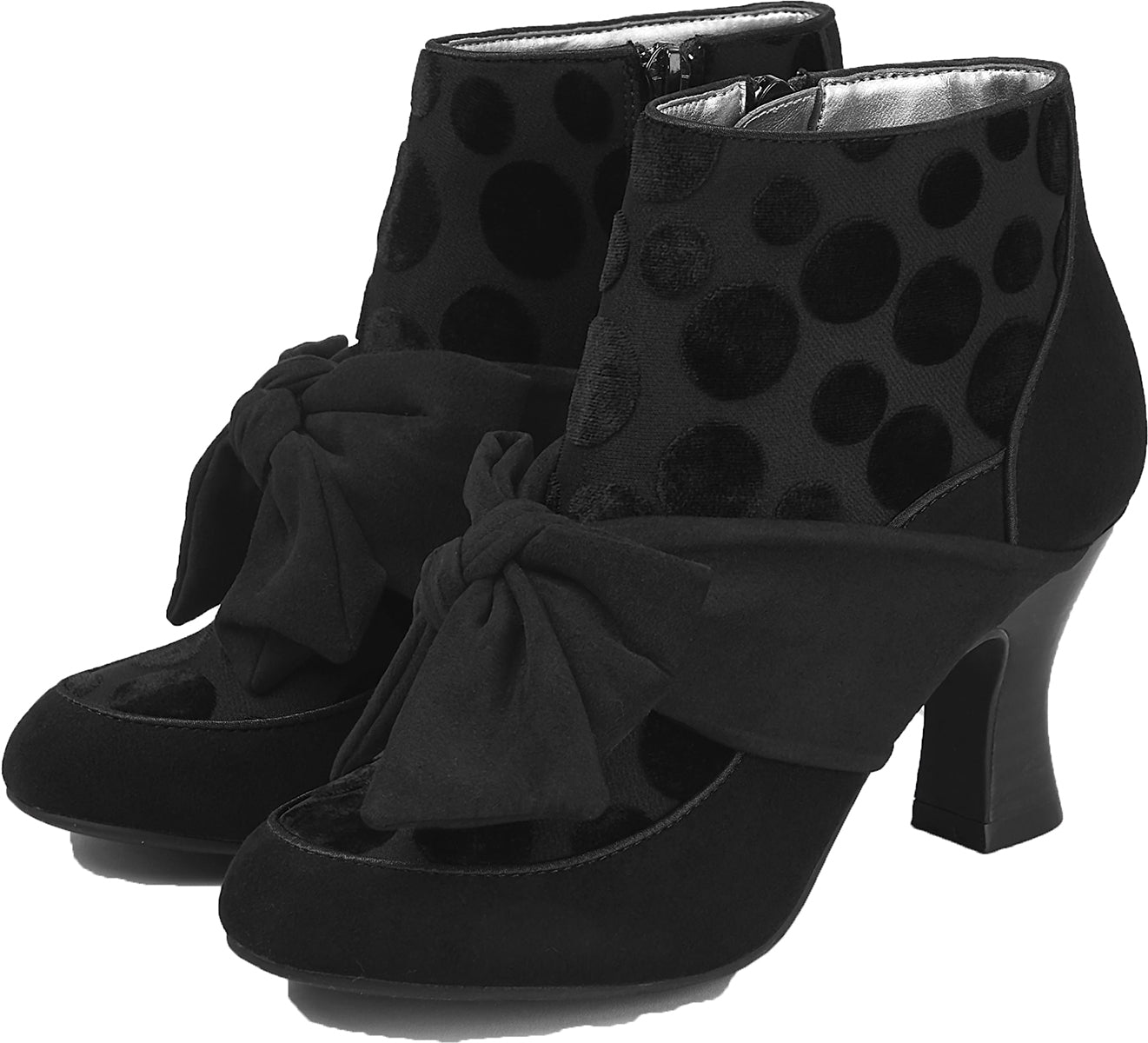 Ruby_Shoo_SEREN_Vintage_FLOCK_POLKA_DOT_Bow_Retro_STIEFELETTE_Stiefel-2