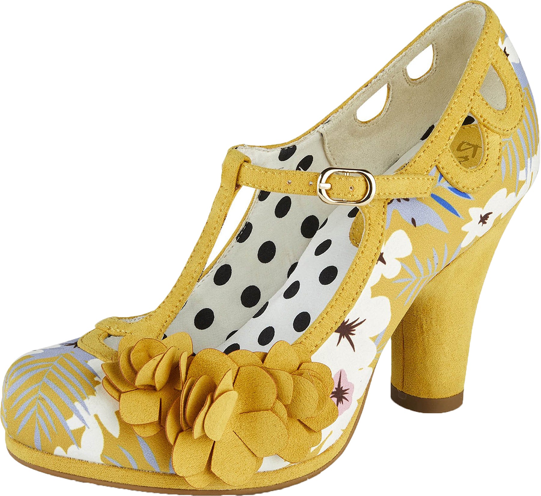 Ruby_Shoo_VALERIE_Vintage_FLORAL_Cut_Out_BLUME_Riemchen_PUMPS_Gelb_killler_kirsche