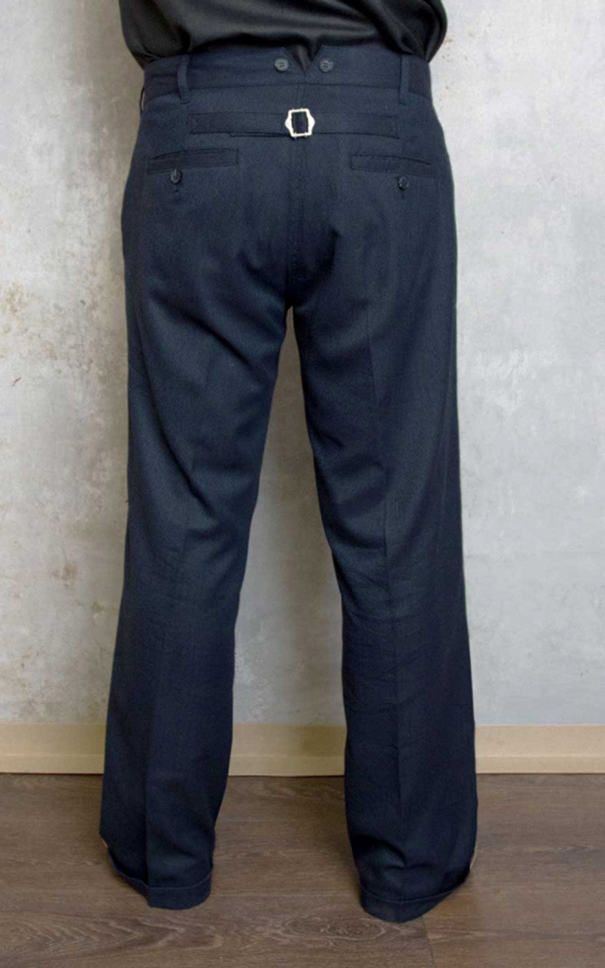 Rumble59_BLUE_HERRINGBONE_Vintage_LOOSE_FIT_Pants_CINCHBACK_Trousers_Hose_Dunkelblau-3ZbRlUxQgd6PLN