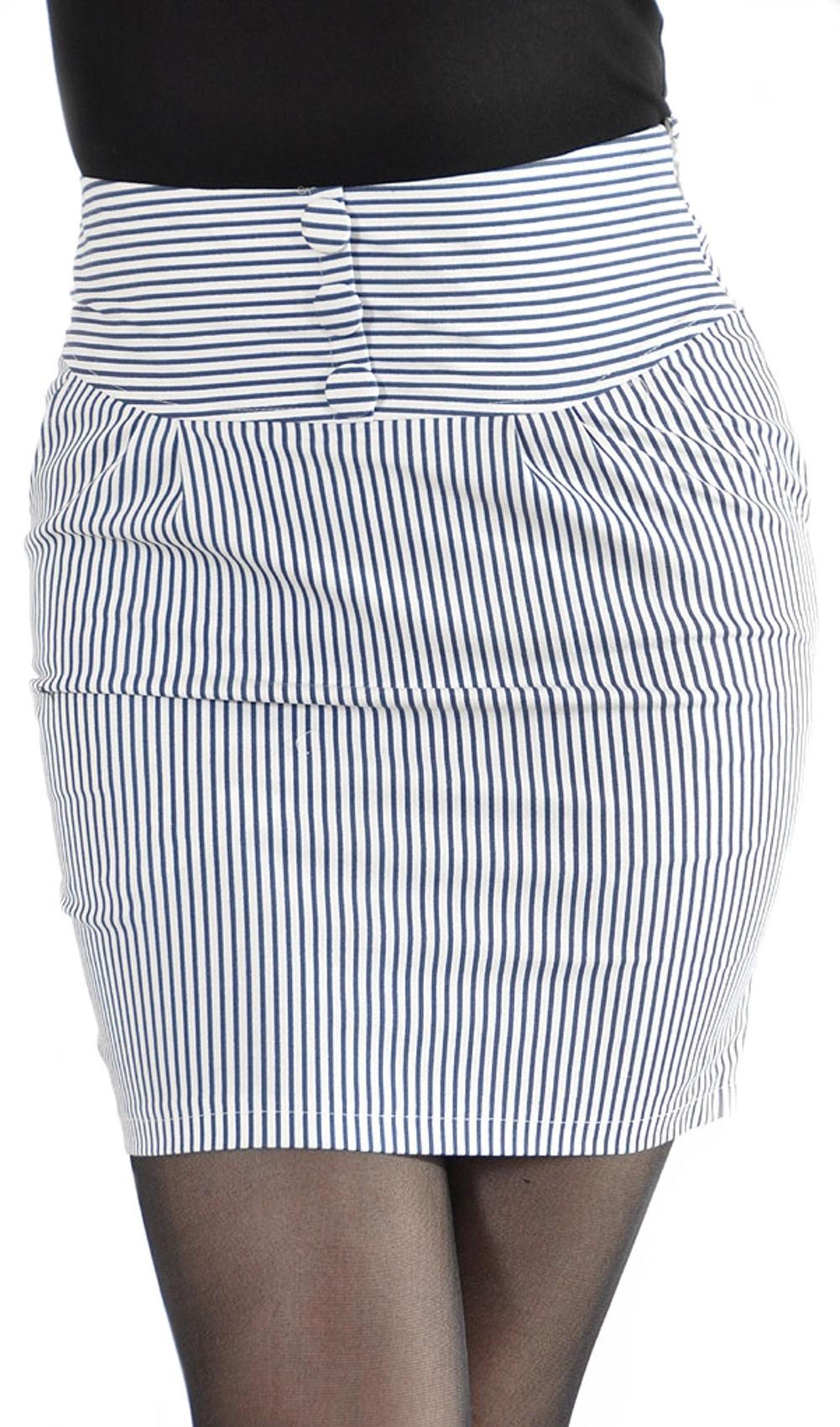 SAILOR_Streifen_Button_Matrosen_PENCIL_Skirt_Rock_Blau_Rockabilly