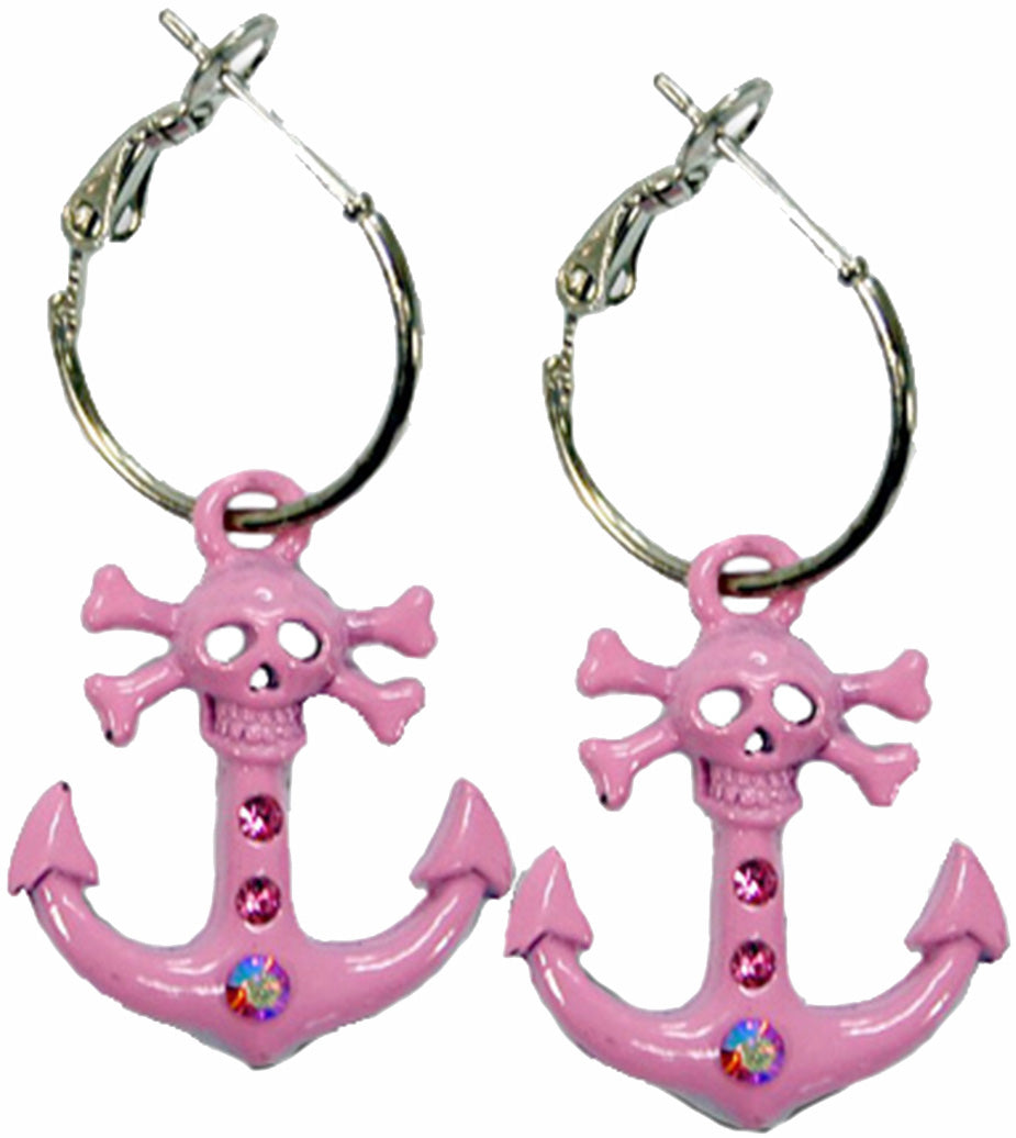 SKULL_Totenkopf_Strass_ANCHOR_Anker_Creolen_Ohrringe