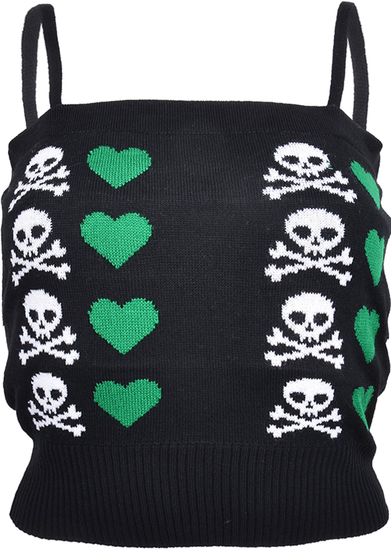 SKULL_X-Bones_Totenkopf_Green_HEART_Creepy_Stricktop_TUBE_TOP_killer_kirsche97rGPTOXhNdvs