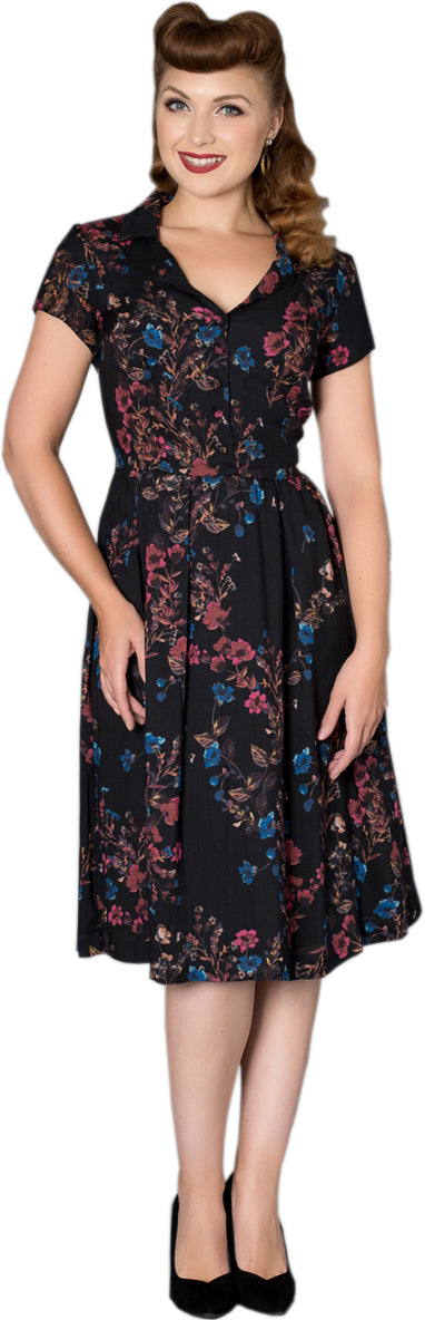 Sheen_CAROLINE_Vintage_FLORAL_Kurzarm_V-Neck_A-Linie_SHIRT_Dress_Kleid-1