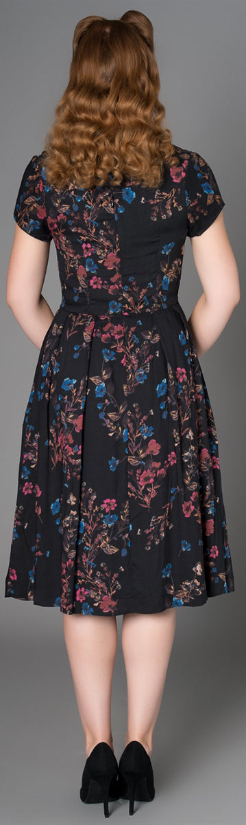 Sheen_CAROLINE_Vintage_FLORAL_Kurzarm_V-Neck_A-Linie_SHIRT_Dress_Kleid-2
