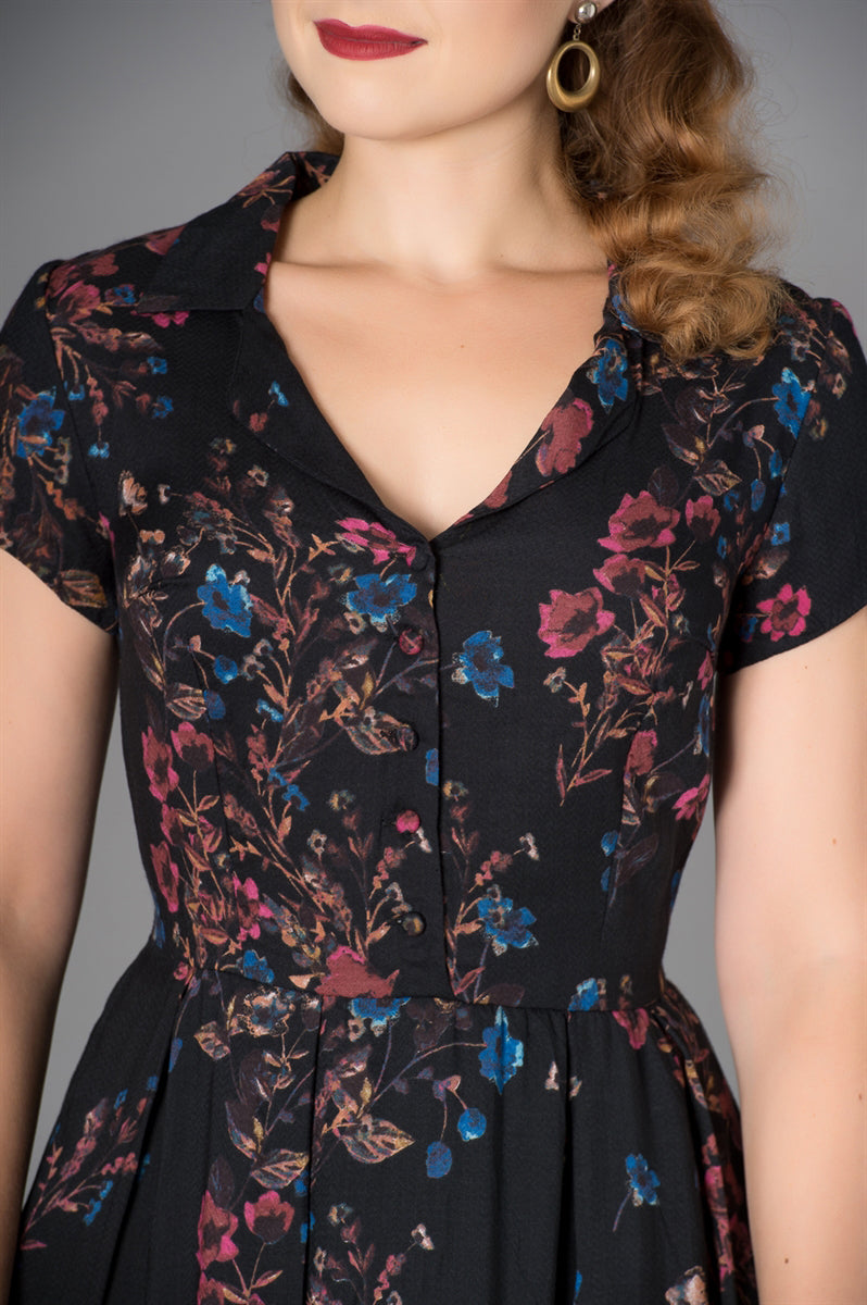 Sheen_CAROLINE_Vintage_FLORAL_Kurzarm_V-Neck_A-Linie_SHIRT_Dress_Kleid-3