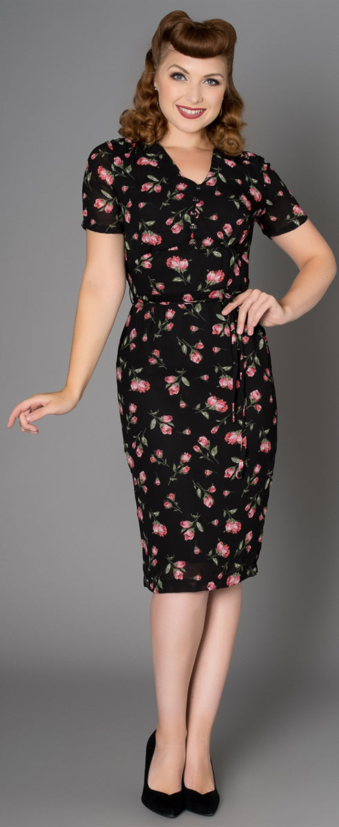 Sheen_DAHLIA_Vintage_BLUMEN_Floral_Kurzarm_PENCIL_Dress_Kleid-1BRm6XV4T8skP7