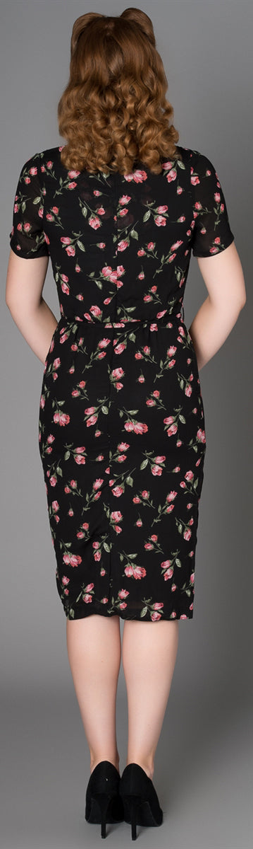 Sheen_DAHLIA_Vintage_BLUMEN_Floral_Kurzarm_PENCIL_Dress_Kleid-2d8OT0drQgf8Et