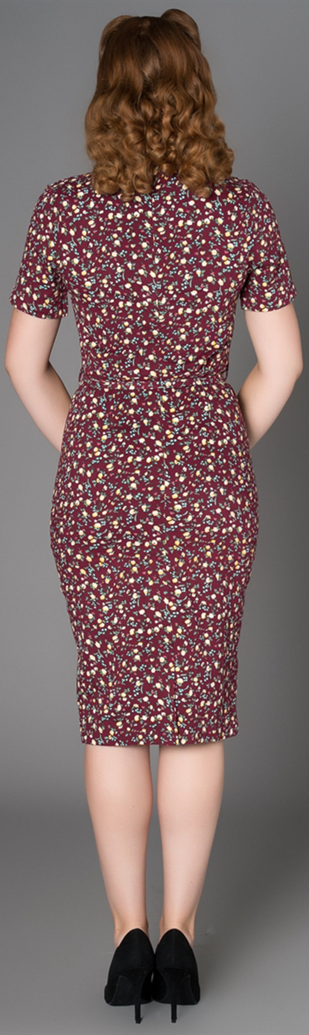 Sheen_DAWN_Floral_BLUMEN_V-Neck_Kurzarm_PENCIL_Dress_Kleid-3x3GtOFDarzA5d