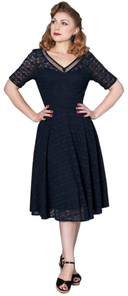 Sheen_GRAZE_Vintage_Floral_LACE_Spitze_V-Neck_SWING_Dress_Kleid