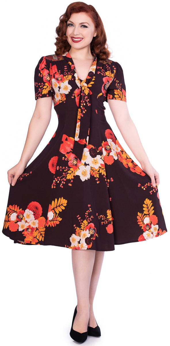 Sheen_IZZY_Vintage_BLUMEN_Floral_Kurzarm_V-Neck_SWING_Dress_Kleid-1iIT9AQUEkfvE9