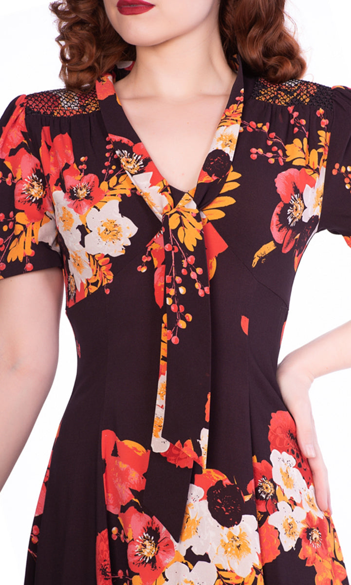 Sheen_IZZY_Vintage_BLUMEN_Floral_Kurzarm_V-Neck_SWING_Dress_Kleid-276K6lK5yrcUP9