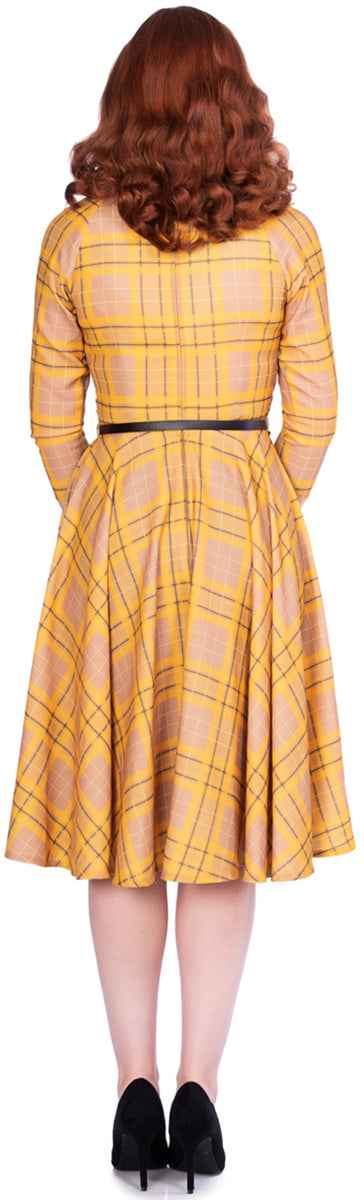 Sheen_KACEE_Vintage_TARTAN_Karo_V-NECK_Dreiviertelarm_SWING_Dress_Kleid-3o9YPZoYFJjOIo
