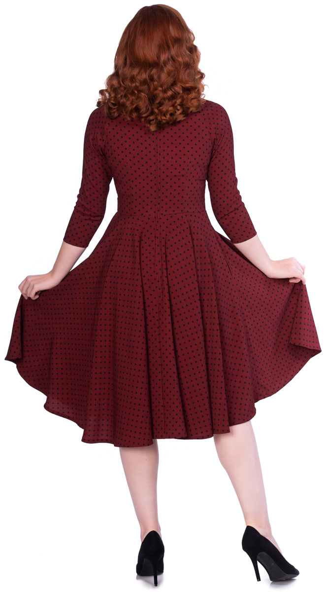 Sheen_KATHERINE_Polka_Dot_PUNKTE_V-Neck_SWING_Dress_Kleid_Bordeaux-3IZeTWcXBLjlTZ