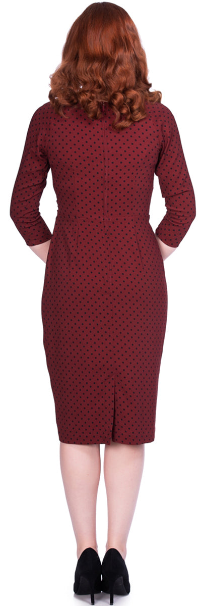 Sheen_KATHERINE_Polka_Dot_Punkte_PENCIL_Dress_Bleistiftkleid_Bordeaux-3q92JYF3scKcKP