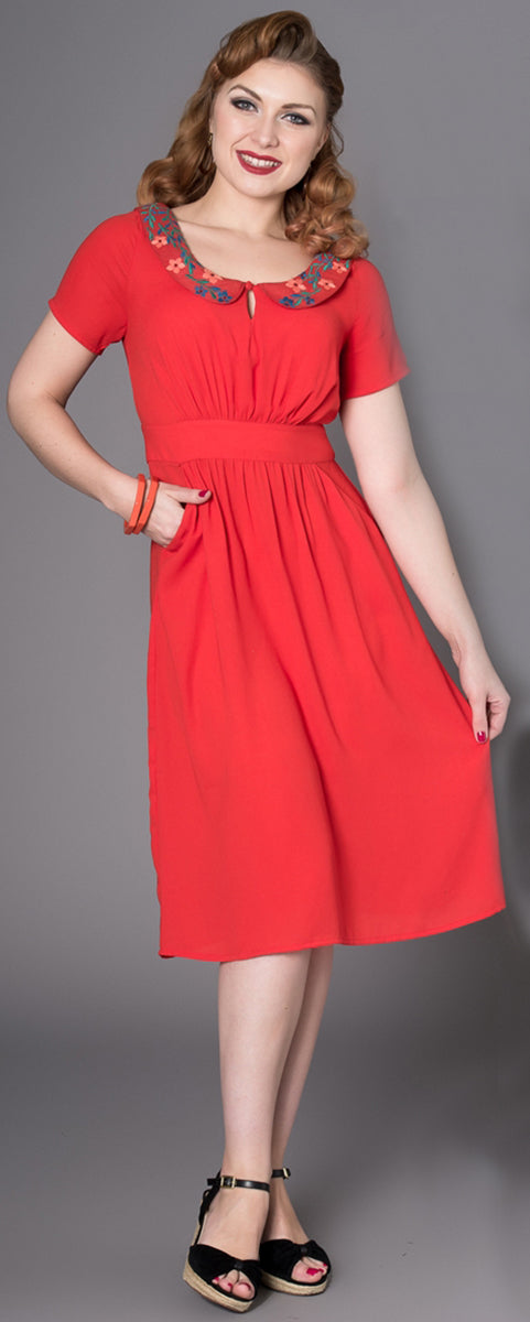 Sheen_MAVIS_Vintage_FLORAL_EMBROIDERY_Kurzarm_SWING_Dress_Kleid-1