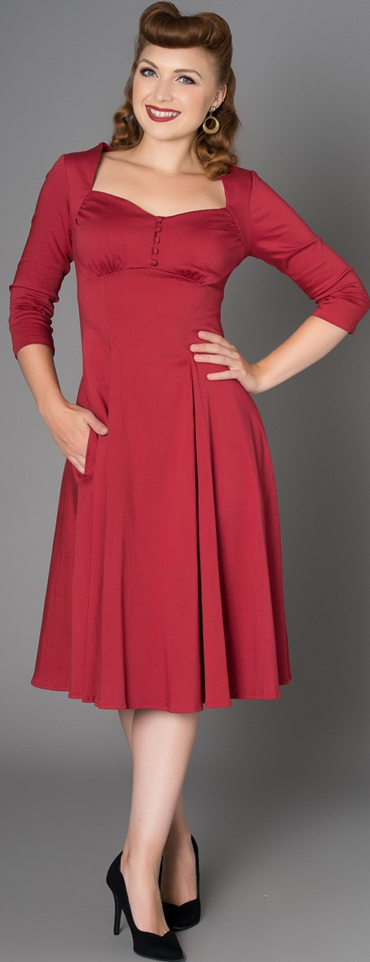 Sheen_NANETTE_Vintage_3_4_ARM_Sweetheart_SWING_Dress_Kleid_Rot-1QCQzcocyHs5So