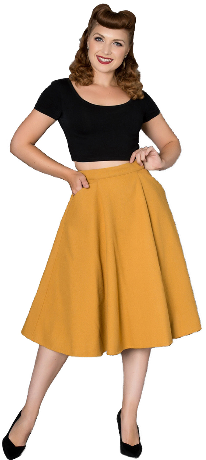Sheen_ODETTE_Vintage_50s_SWING_SKIRT_Retro_TELLERROCK_Senfgelb_killer_kirscheimbM2Qlqg3xvi