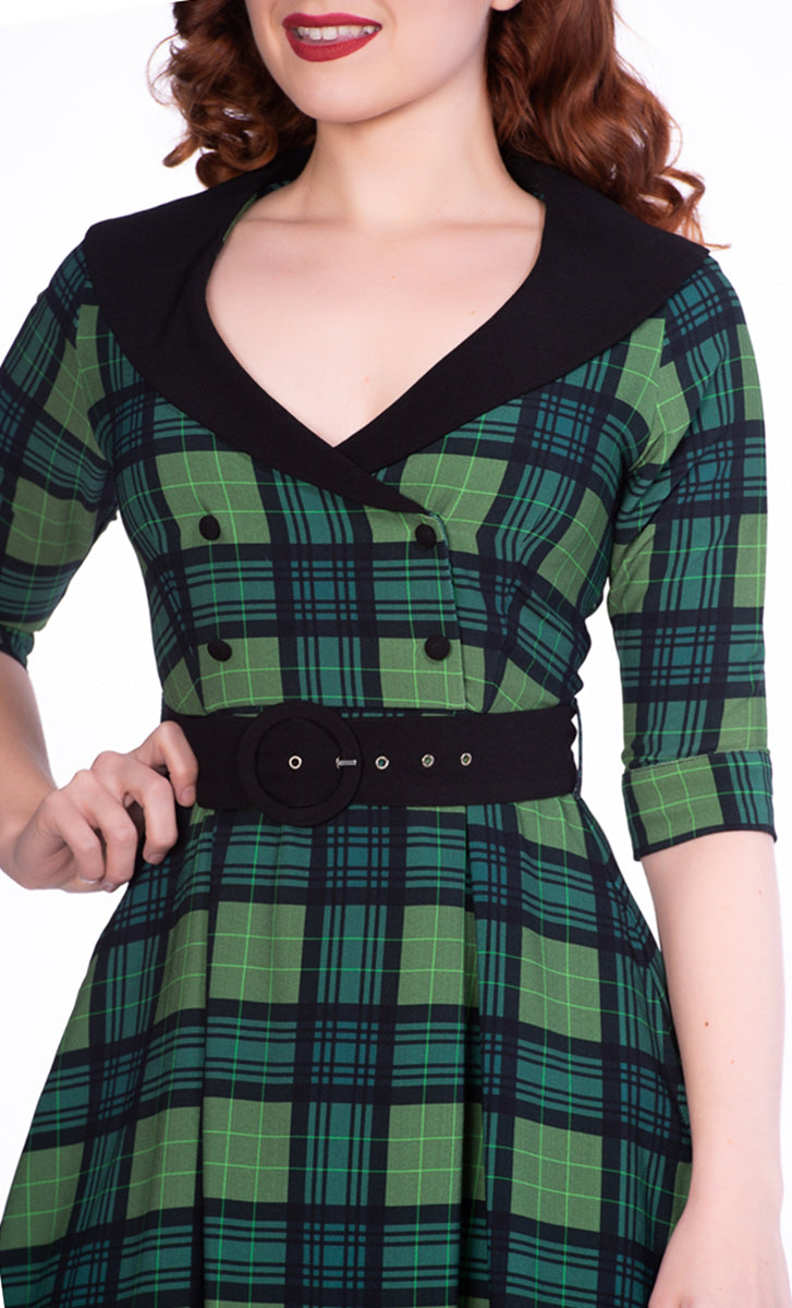 Sheen_RAAKEL_Vintage_TARTAN_Karo_COLLAR_Dreiviertelarm_SWING_Dress_Kleid-2S9yUcF97OYQfi