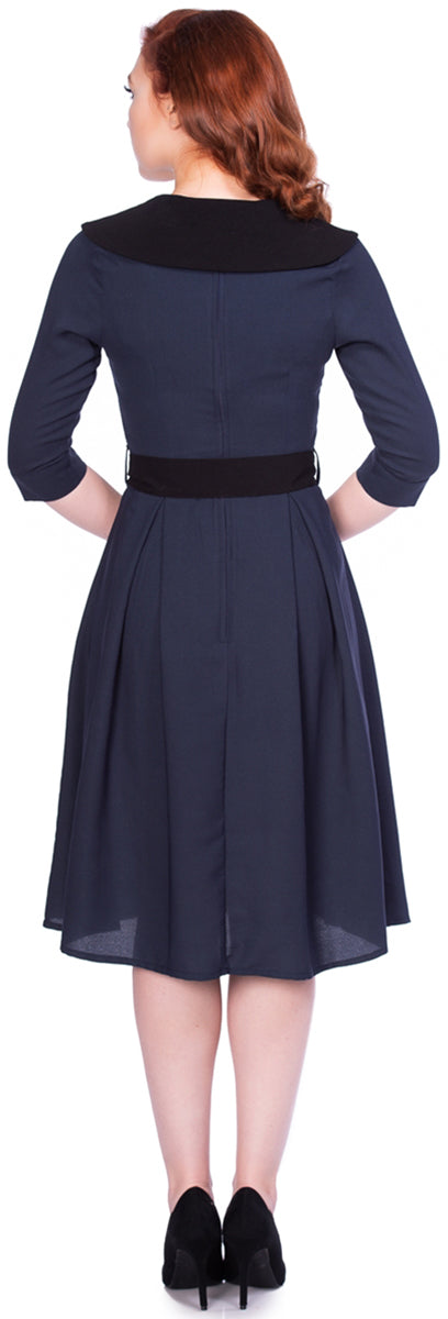 Sheen_ROMIE_Vintage_V-Neck_COLLAR_Dreiviertelarm_Button_SWING_Dress_Kleid-34qhQuwPaFqcSr