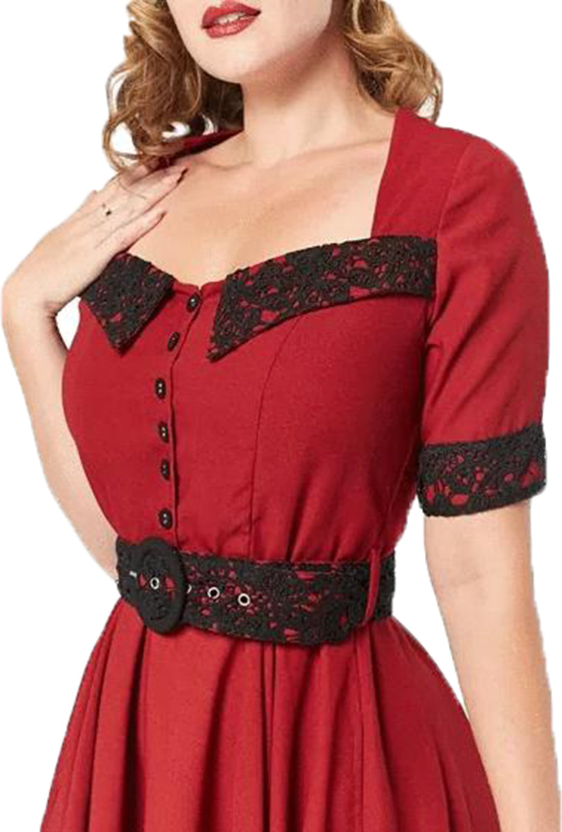 Sheen_RUBY_Vintage_TWO-TONE_Lace_SPITZE_Kurzarm_50s_SWING_DRESS_Kleid-2