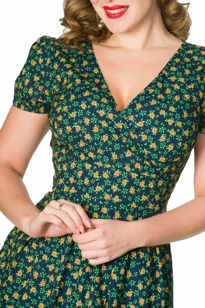 Sheen_VALENTINA_Vintage_Floral_FLOWER_Blumen_V-NECK_Kurzarm_SWING_DRESS_Kleid_killer_kirsche_2