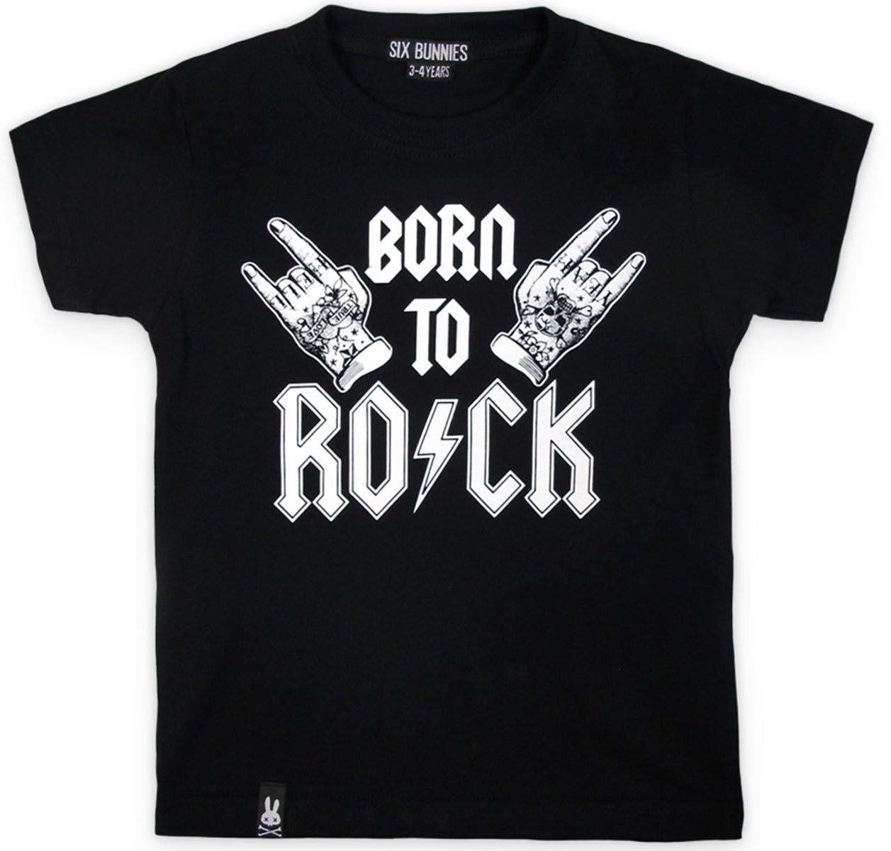 Six_Bunnies_BORN_TO_ROCK_Hell_Yeah_Tattoo_Kinder_Kurzarm_Shirt_OBERTEIL-1