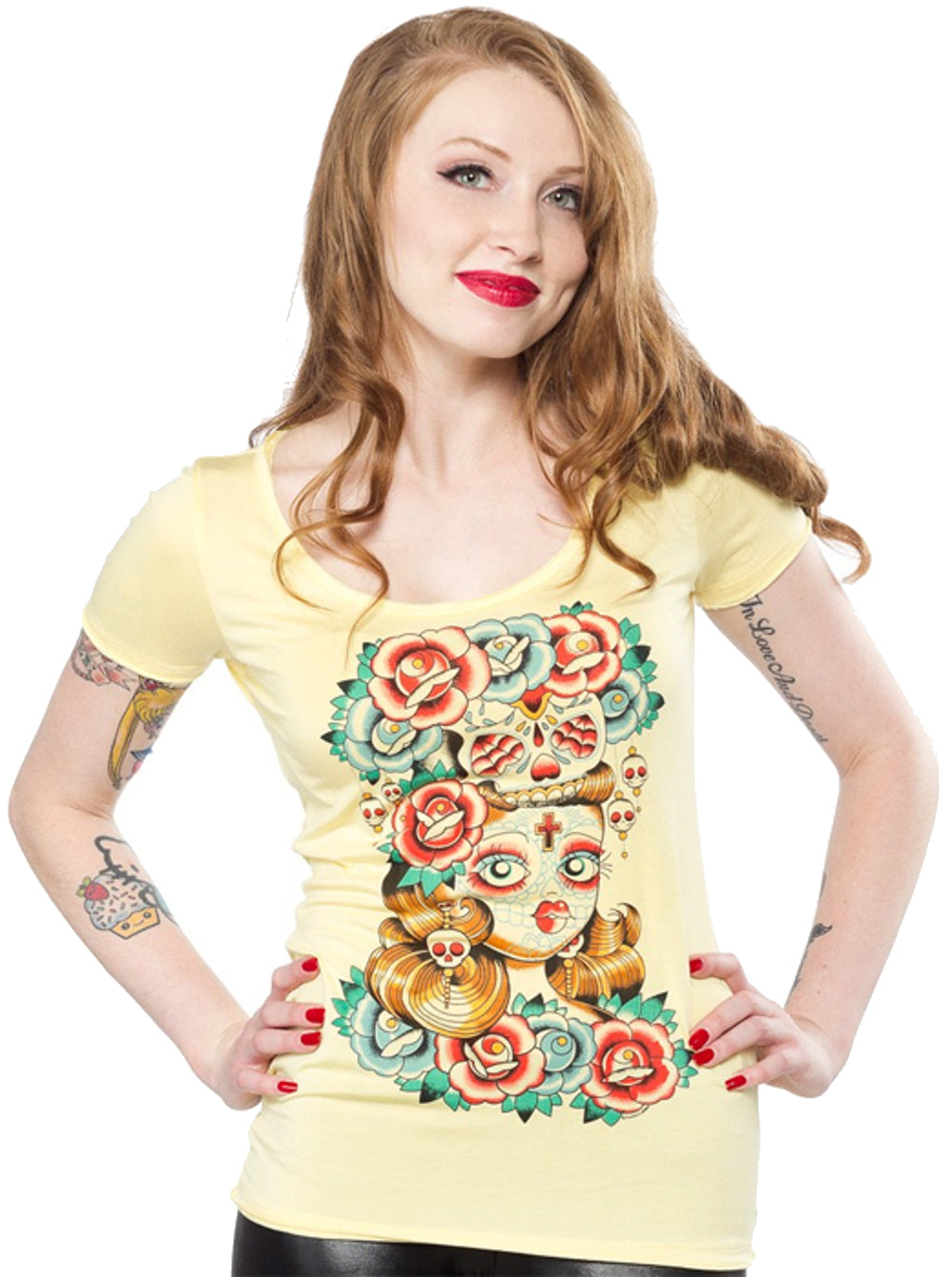 Sourpuss_CANDY_SKULL_Oldschool_Tee_Kurzarm_Shirt_Gelb5m74Pe6abj96t