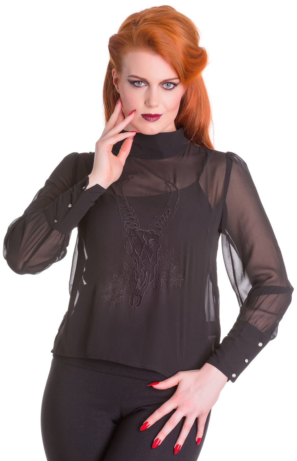 Spin_Doctor_MELANCHOLY_Vintage_Chiffon_SKULL_HEAD_Bluse_killer_kirsche