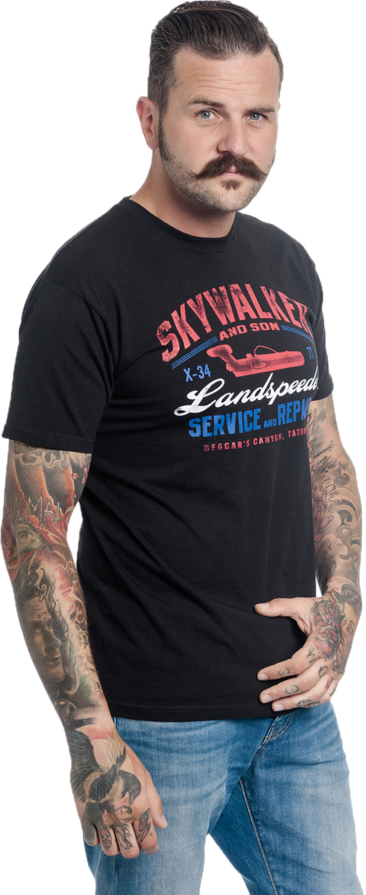 Star_Wars_LANDSPEEDER_PRINT_Motiv_Retro_RUNDHALS_Kurzarm_Herren_T-SHIRT_Killer_Kirsche-2