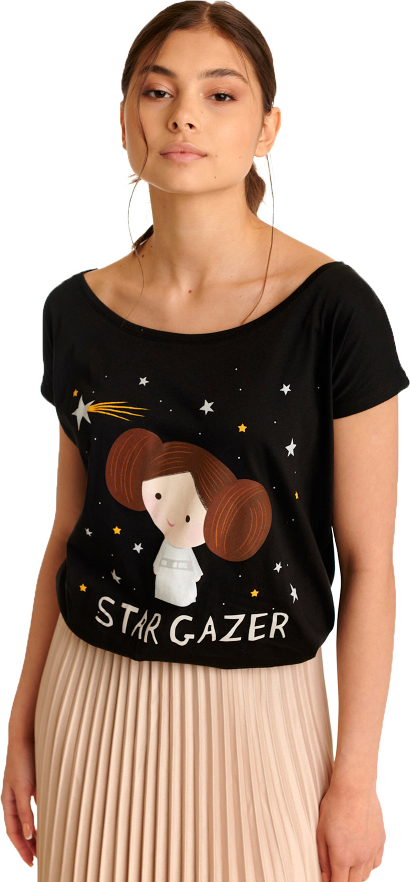 Star_Wars_STAR_GAZER_Prinzessin_Leia_MOTIV_Kurzarm_Loose_Fit_T-SHIRT_Oberteil_killer_kirsche_1