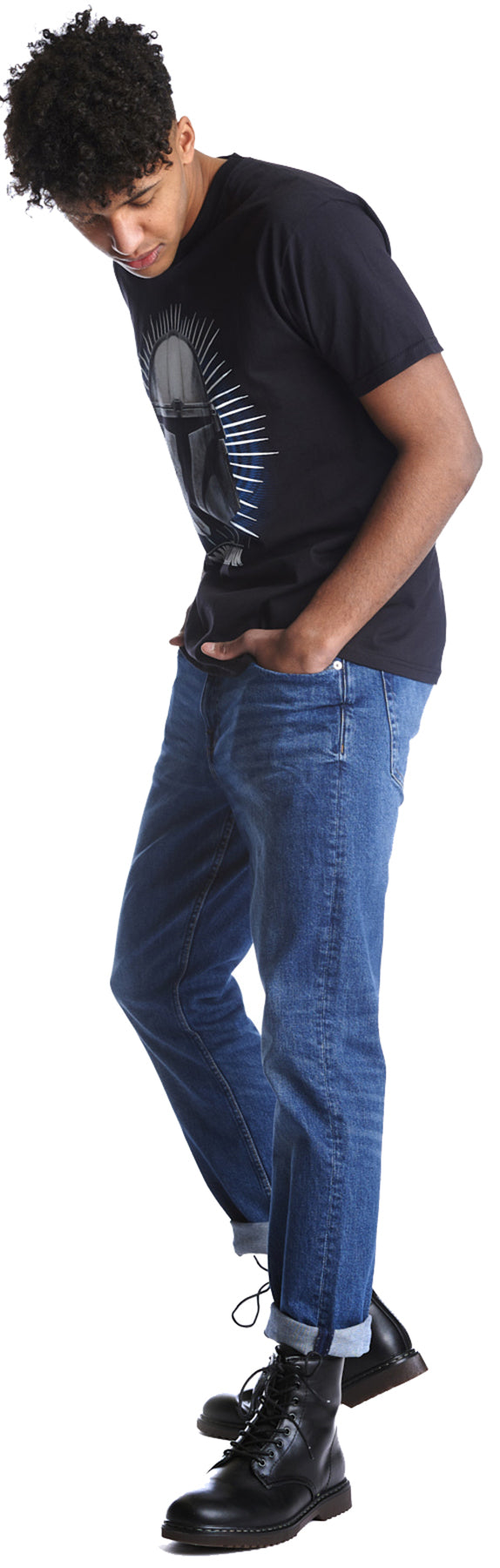 Star_Wars_THE_MADALORIAN_WARIOR_Motiv_Retro_RUNDHALS_Kurzarm_Herren_T-SHIRT_killer_kirsche_3