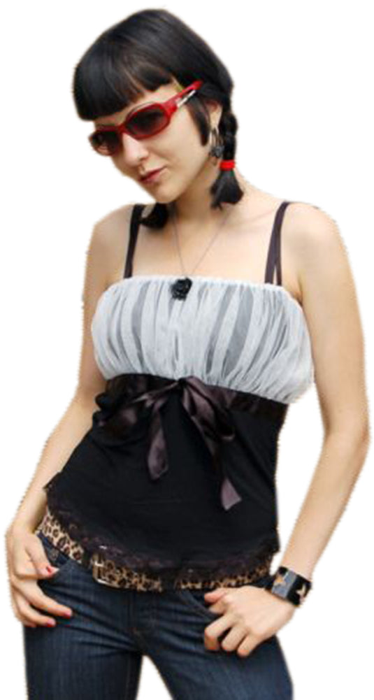 Suesses_Nostalgic_Vintage_TULLE_Lace_Spaghettitraeger_TOP_schwarz
