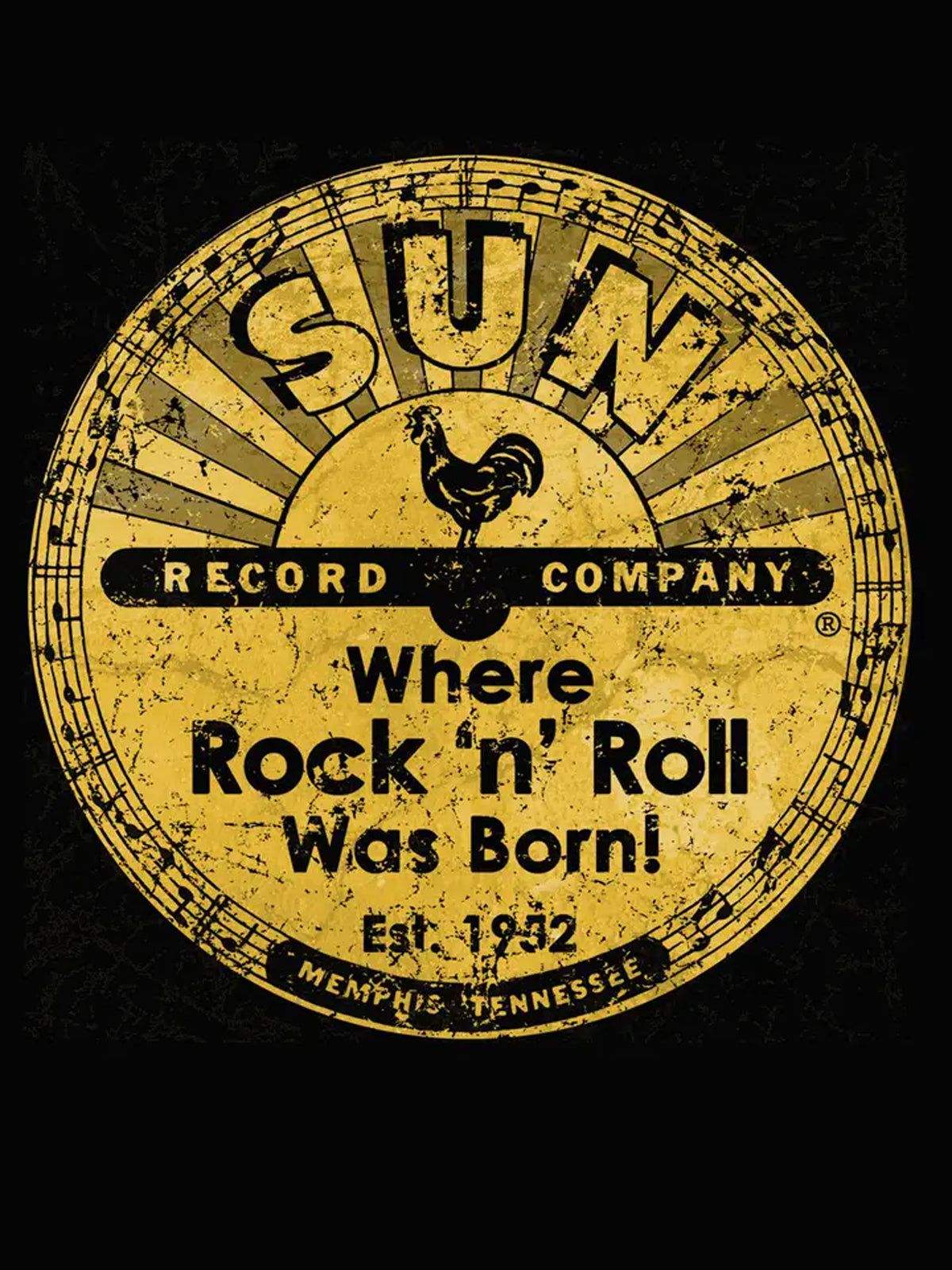 Sun_Records_DISTRESSED_SUN_LOGO_Rock_n_Roll_50s_Herren_Tee_T-SHIRT_Shirt_-_Schwarz-3